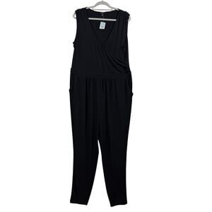 NWT Torrid Black Jumpsuit 2X V Neck Sleeveless Stretch Minimalist Classic Gothic